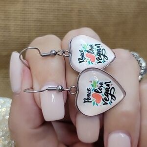 PEACE LOVE VEGAN EARRINGS